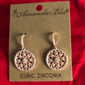 Rose gold with cz’s dangle earrings